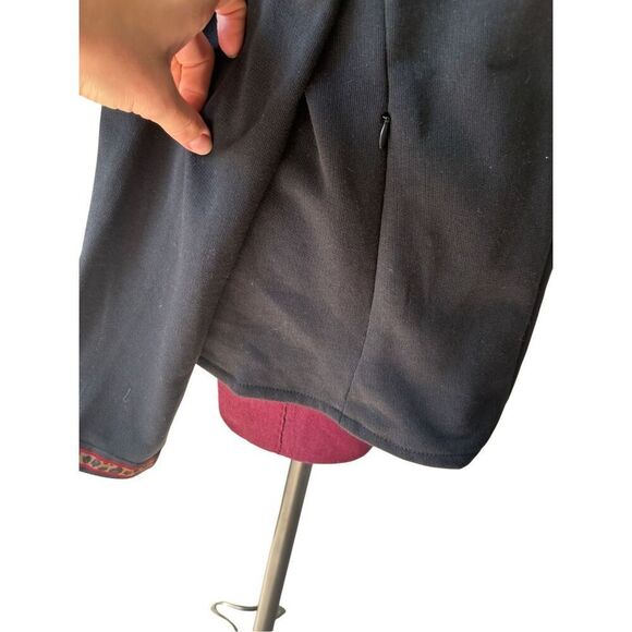 Saint & Sofia Cotton Biker Jacket size 18 Black Leopard Trim Full Zip - Picture 11 of 13